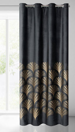 Zasłona gotowa czarna na przelotki 140X250 