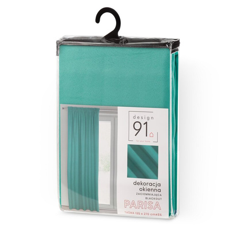 ZASŁONA GOTOWA D91 PARISA NA TAŚMIE 140 X 270 CM TURKUSOWY
