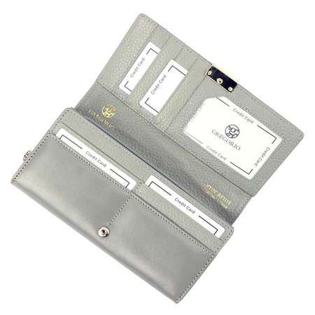 Gregorio portfel skóra naturalna licowa szary kobieta