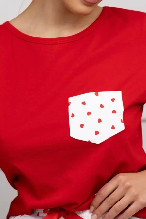 ADELAIDE Bawełniana piżama długa, czerwona