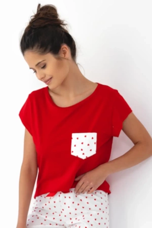 ADELAIDE Bawełniana piżama długa, czerwona