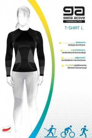 GATTA T-shirt L Thermo Basic Ama k.:Black-Grey r.M