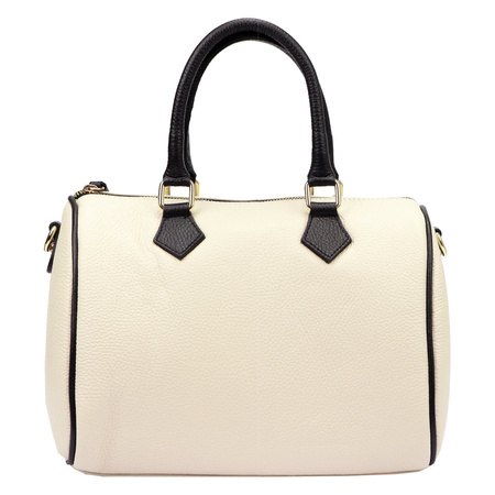 Vera Pelle torebka kuferek skóra naturalna beżowy