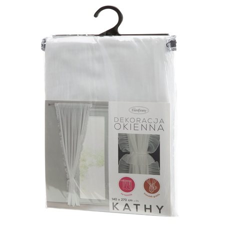 FIRANA GOTOWA KATHY NA TAŚMIE 140 X 270 CM BIAŁY