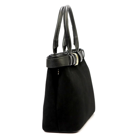 Vera Pelle torebka kuferek skóra naturalna czarny