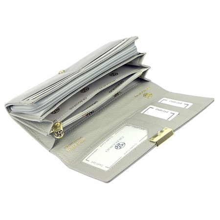 Gregorio portfel skóra naturalna licowa szary kobieta