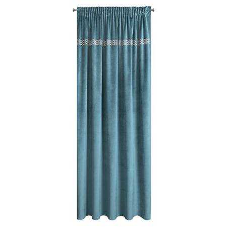 ZASŁONA GOTOWA JOVITA NA TAŚMIE 140 X 270 CM CIEMNOTURKUSOWY