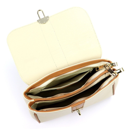 Vera Pelle torebka kuferek skóra naturalna beżowy