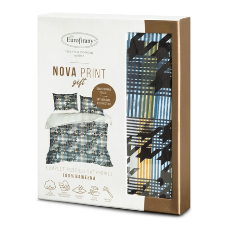 KOMPLET POŚCIELI W PUDEŁKU MANDY 160 X 200 CM NIEBIESKI