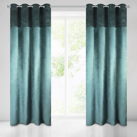 Zasłona gotowa turkusowa na przelotki 140X250 