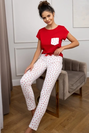 ADELAIDE Bawełniana piżama długa, czerwona