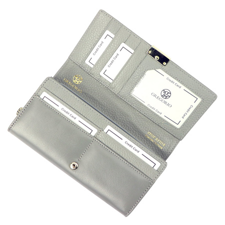 Gregorio portfel skóra naturalna licowa szary kobieta