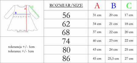 Sukienko-body dla dziewczynki z długim rękawem niemowlęce Nicol Tola 