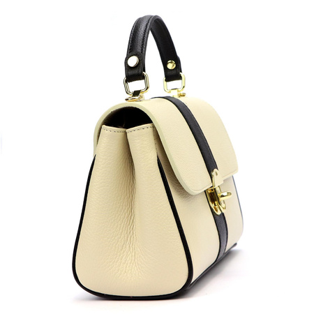 Vera Pelle torebka kuferek skóra naturalna beżowy