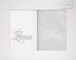 KOMPLET RĘCZNIKÓW MĄŻ ŻONA 47 X 37 X 7 CM BIAŁY