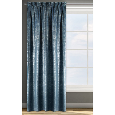 ZASŁONA GOTOWA D91 CYPR NA TAŚMIE 140 X 270 CM GRANATOWY