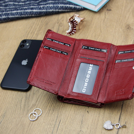 Gregorio portmonetka skóra naturalna czerwony Gregorio GF108 - kobieta