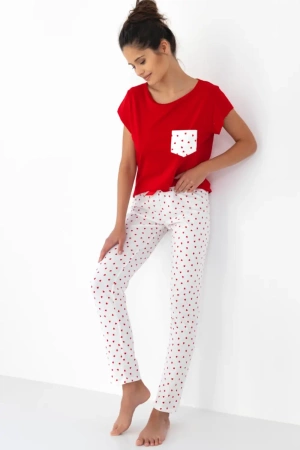 ADELAIDE Bawełniana piżama długa, czerwona