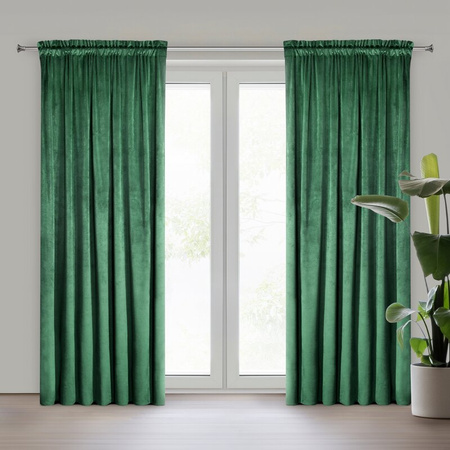 ZASŁONA GOTOWA PIERRE NA TAŚMIE 140 X 300 CM CIEMNOZIELONY