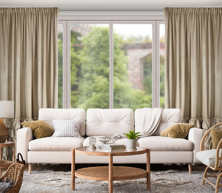 ZASŁONA GOTOWA CARLI NA TAŚMIE 140 X 270 CM CIEMNOBEŻOWY