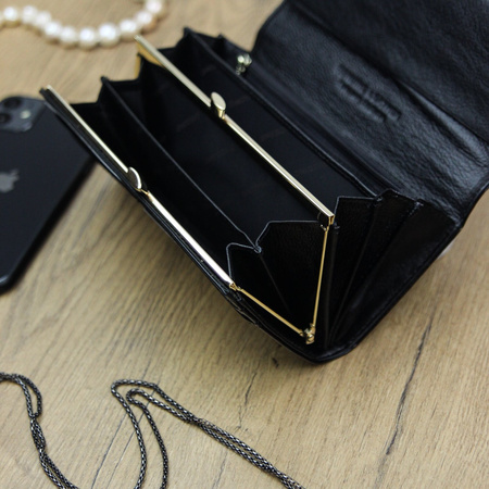 Skórzany pasek SILVER czarny 105-120-cm