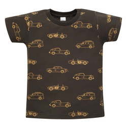 T-shirt OLD CARS brązowy,autka 128
