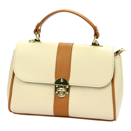 Vera Pelle torebka kuferek skóra naturalna beżowy