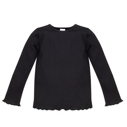 Bluzka dekolt lam Długi rękaw TRES BIEN czarny,prążek 98