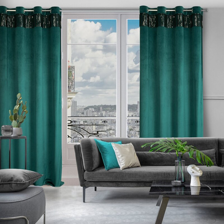 ZASŁONA GOTOWA JASPER 140 X 250 CM CIEMNOTURKUSOWY