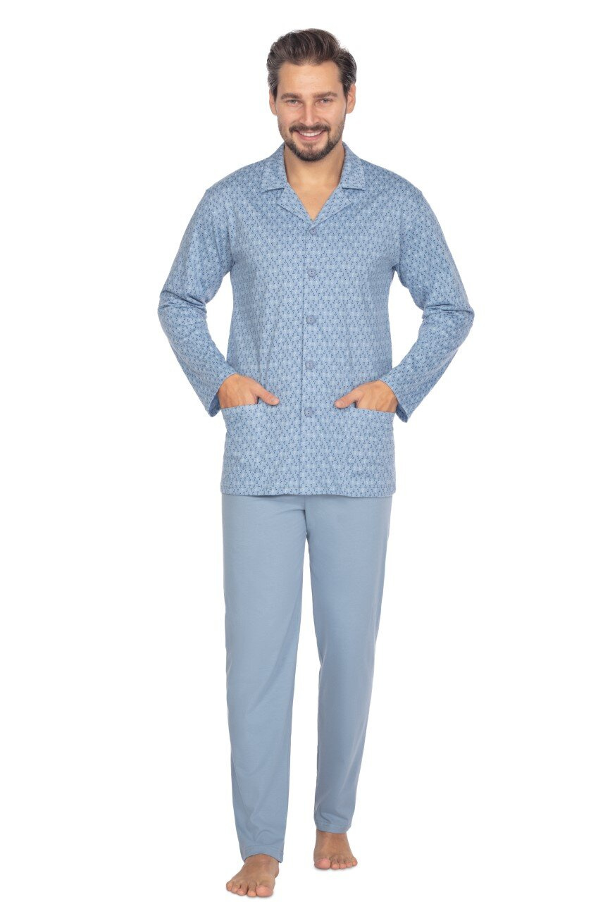 Pizama męska z długim rękawem długie spodnie 463 2XL-3XL