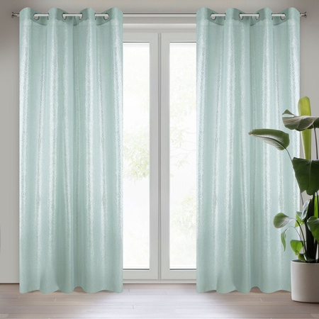 Zasłona gotowa miętowa na przelotki 140X250 