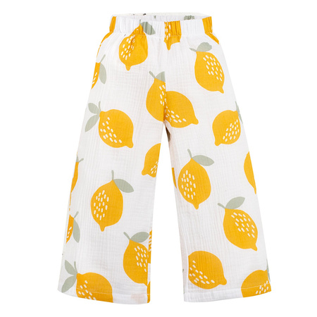 Spodnie kuloty muslin LEMONS écru,cytryny 110