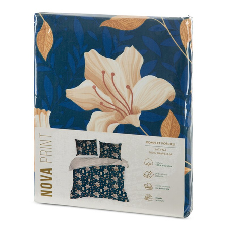KOMPLET POŚCIELI SATYNOWEJ NIKA 48 220 X 200 CM GRANATOWY