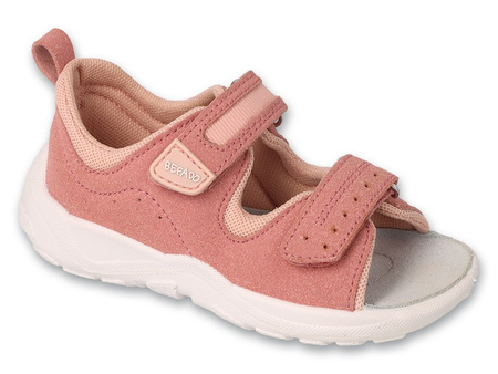 Befado dziecięce sandałki dla dziewczynki różowe skórzana wyściółka 