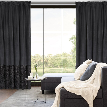 ZASŁONA GOTOWA MARION 2 NA TAŚMIE 140 X 270 CM CZARNY