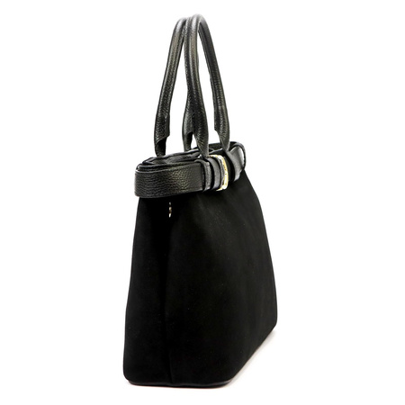 Vera Pelle torebka kuferek skóra naturalna czarny