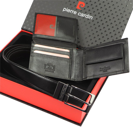 Zestaw na prezent dla mężczyzny portfel i pasek męski skórzany Pierre Cardin