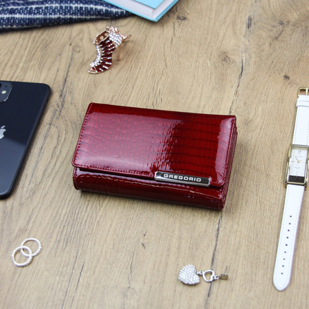 Gregorio portmonetka skóra naturalna czerwony Gregorio GF108 - kobieta