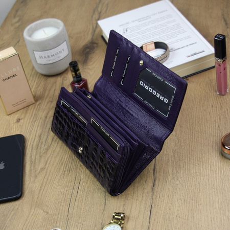 Gregorio portfel skóra naturalna fioletowy Gregorio FS-106 - kobieta