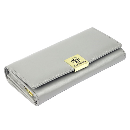 Gregorio portfel skóra naturalna licowa szary kobieta