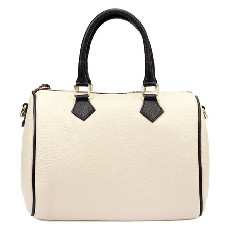 Vera Pelle torebka kuferek skóra naturalna beżowy