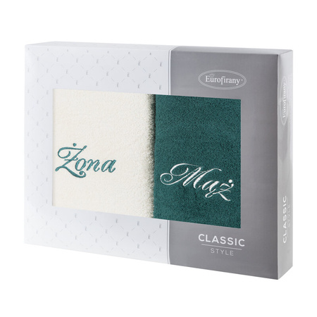 KOMPLET RĘCZNIKÓW MĄŻ ŻONA 47 X 37 X 7 CM KREMOWY