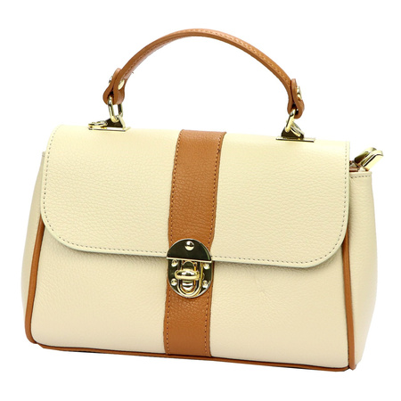 Vera Pelle torebka kuferek skóra naturalna beżowy