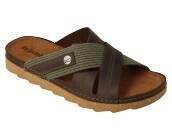 Inblu - Obuwie męskie klapki męskie skórzane brązowe