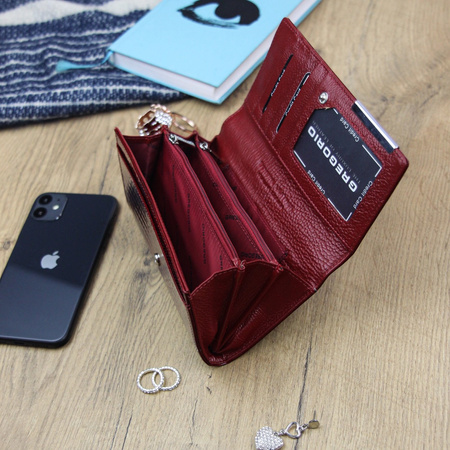 Gregorio portfel skóra naturalna czerwony Gregorio GF114 - kobieta