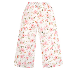 Spodnie kuloty muslin FLOWERS écru,kwiaty 104