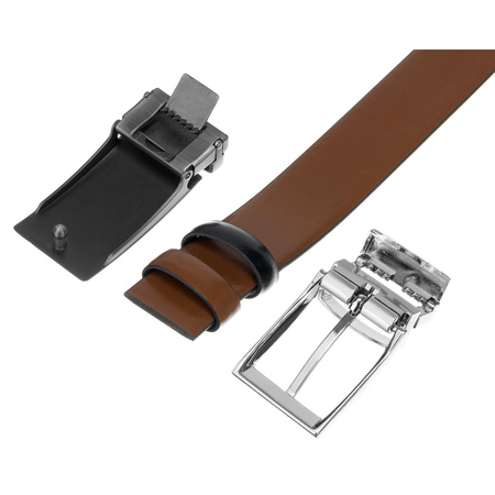 Elegancki zestaw dla mężczyzn PETERSON® - dwustronny pasek skórzany z dwoma wymiennymi klamrami