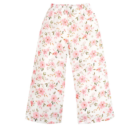 Spodnie kuloty muslin FLOWERS écru,kwiaty 122