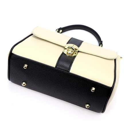 Vera Pelle torebka kuferek skóra naturalna beżowy