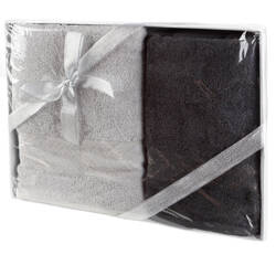 KOMPLET RĘCZNIKÓW GLOW 42 X 33 X 5 CM SREBRNY